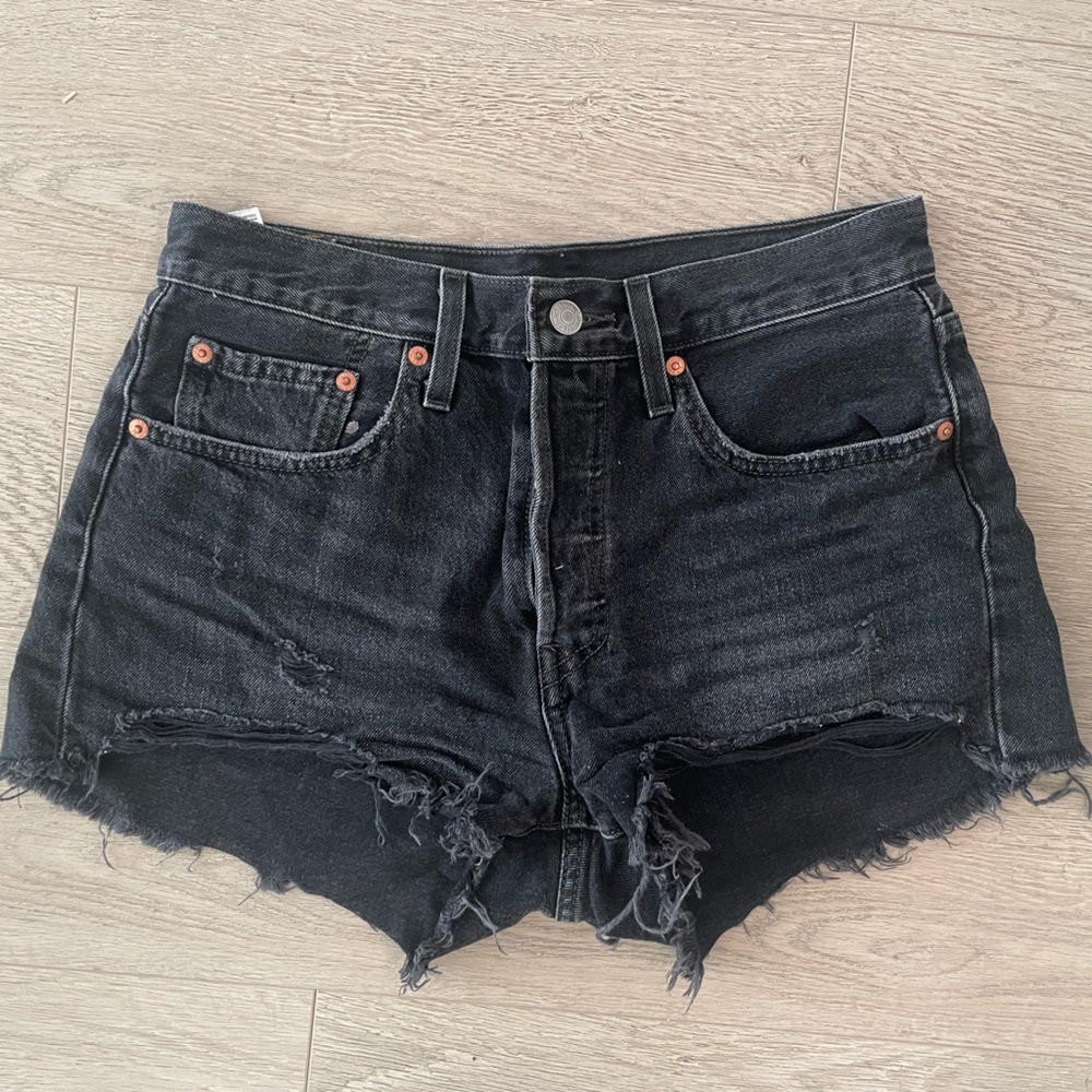 Levi 501 Denim Shorts - Faded Black - 27